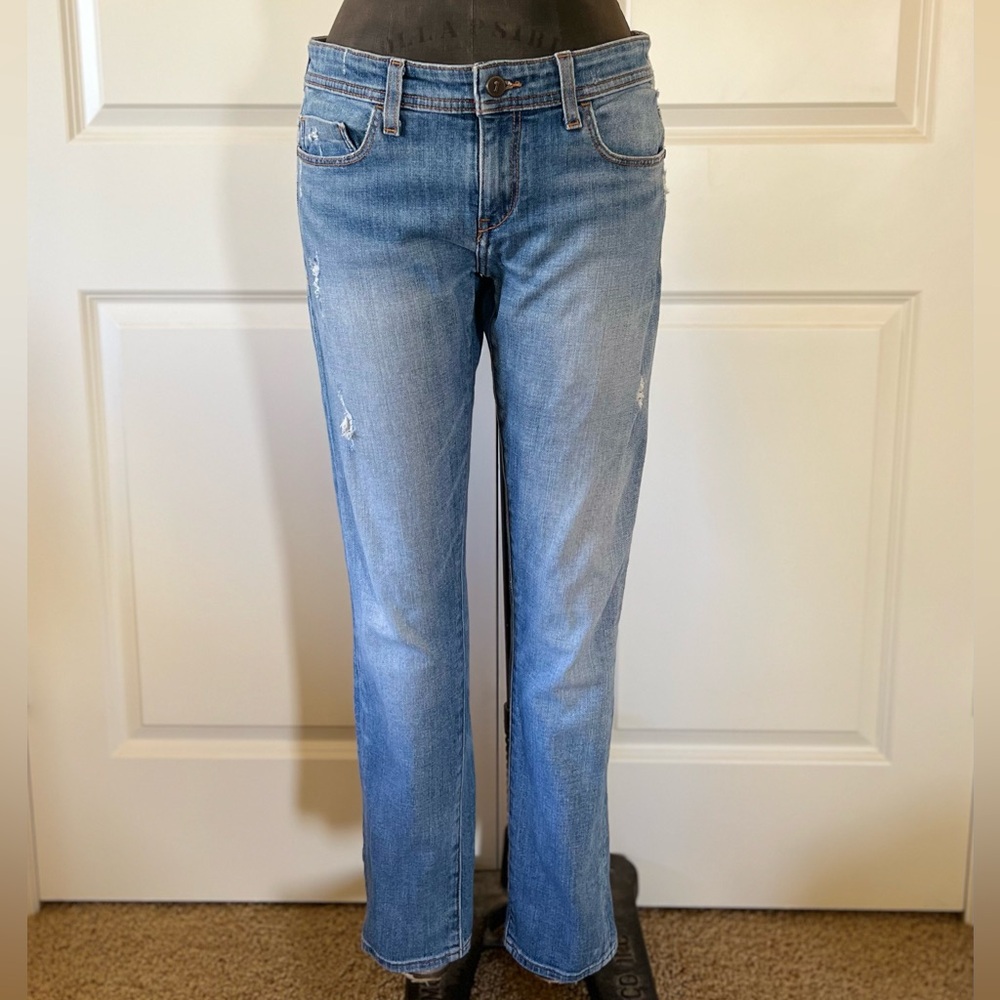 Pilcro Anthropologie Straight Leg Jeans Size 27 Light Wash Distressed